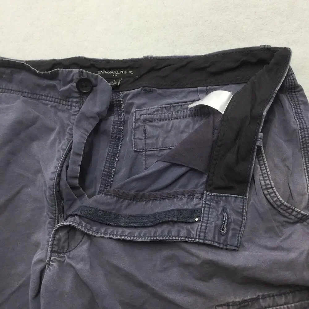 Banana Republic Cargo Shorts Mens 34 Gray Cotton Canvas 11 Inseam Casual Pockets